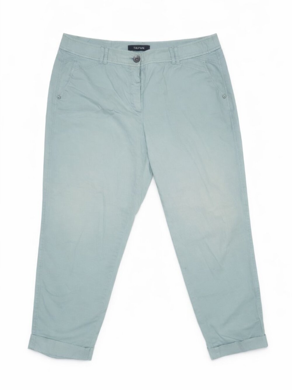 Taifun Mint Green Cropped Chino Pants | Women's Size 40 (US 10) | Stretch